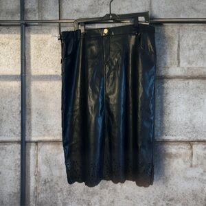 🖤Marc New York Faux Leather Scalloped Hem Skirt Tummy Control Front Slit NWT XL